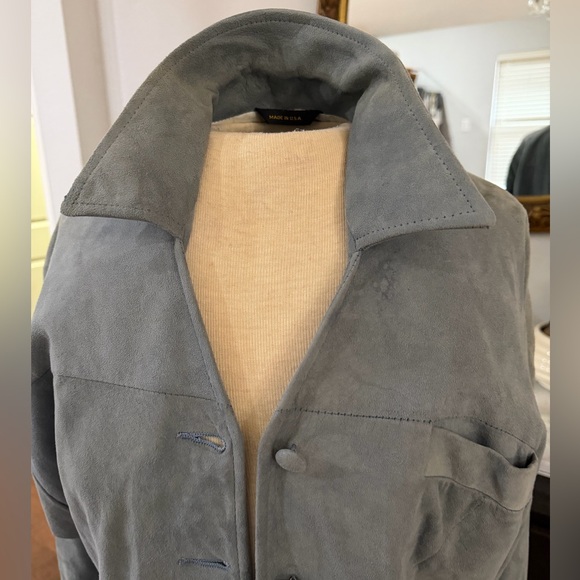 Gray Suede Button-Up Jacket - Picture 3 of 9